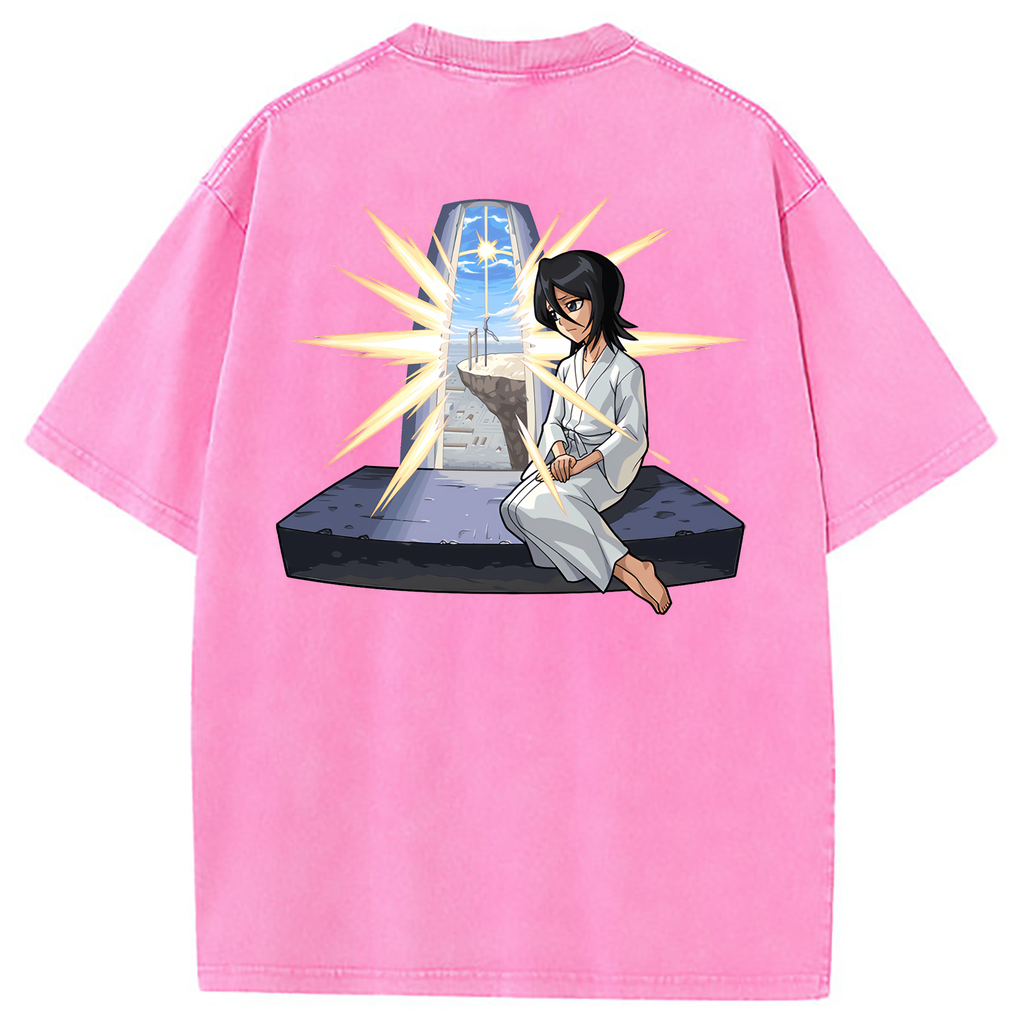 （画像用） ブリーチ 朽木ルキア BLEACH Kuchiki Rukia 綿100% ヴィンテージ風 半袖Tシャツ（背面プリント）